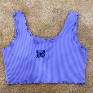 SHEIN Purple Butterfly Tank Crop Top